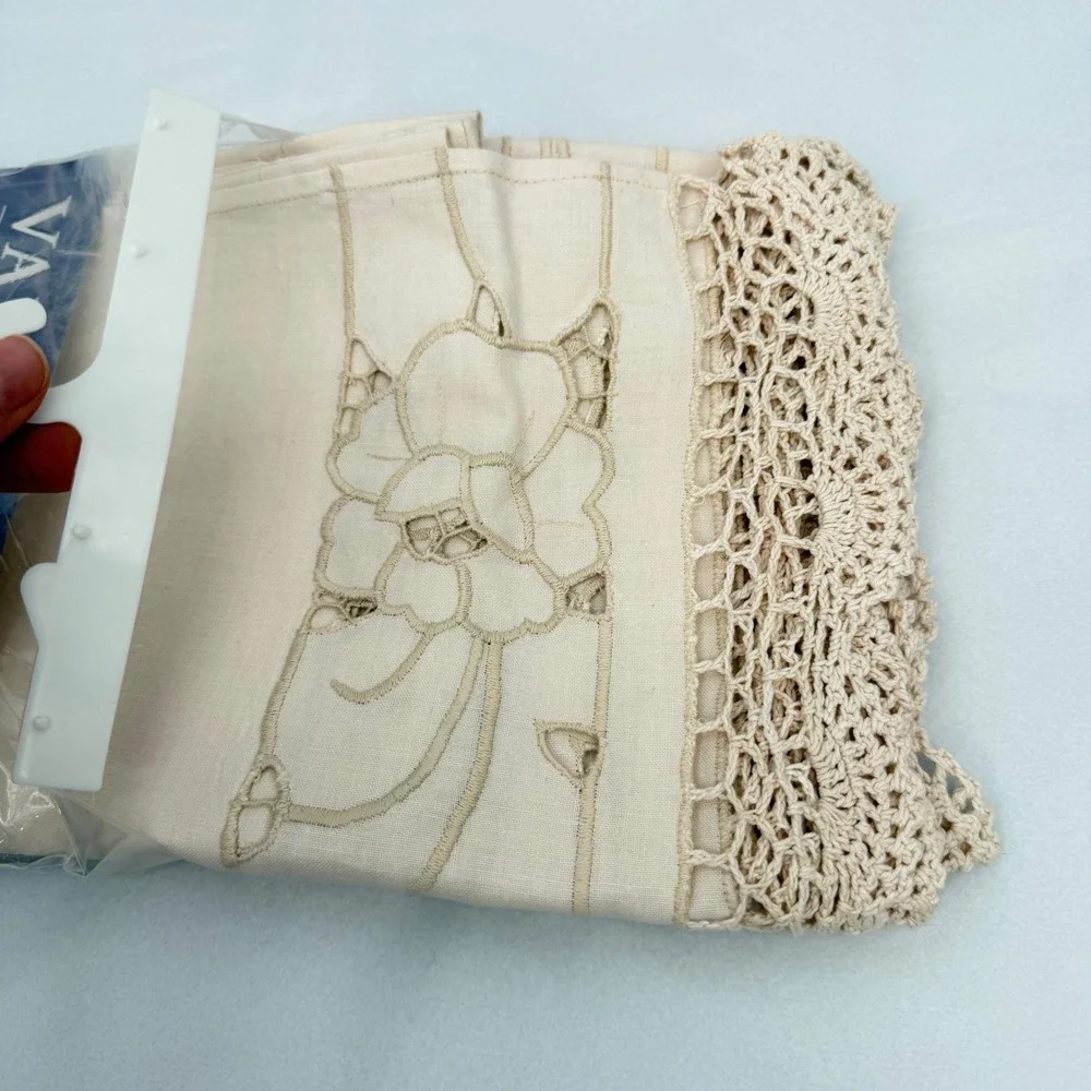 Verona Window Valance Ecru Crochet Lace Trim 100% Cotton Shabby Chic 60x14 NEW